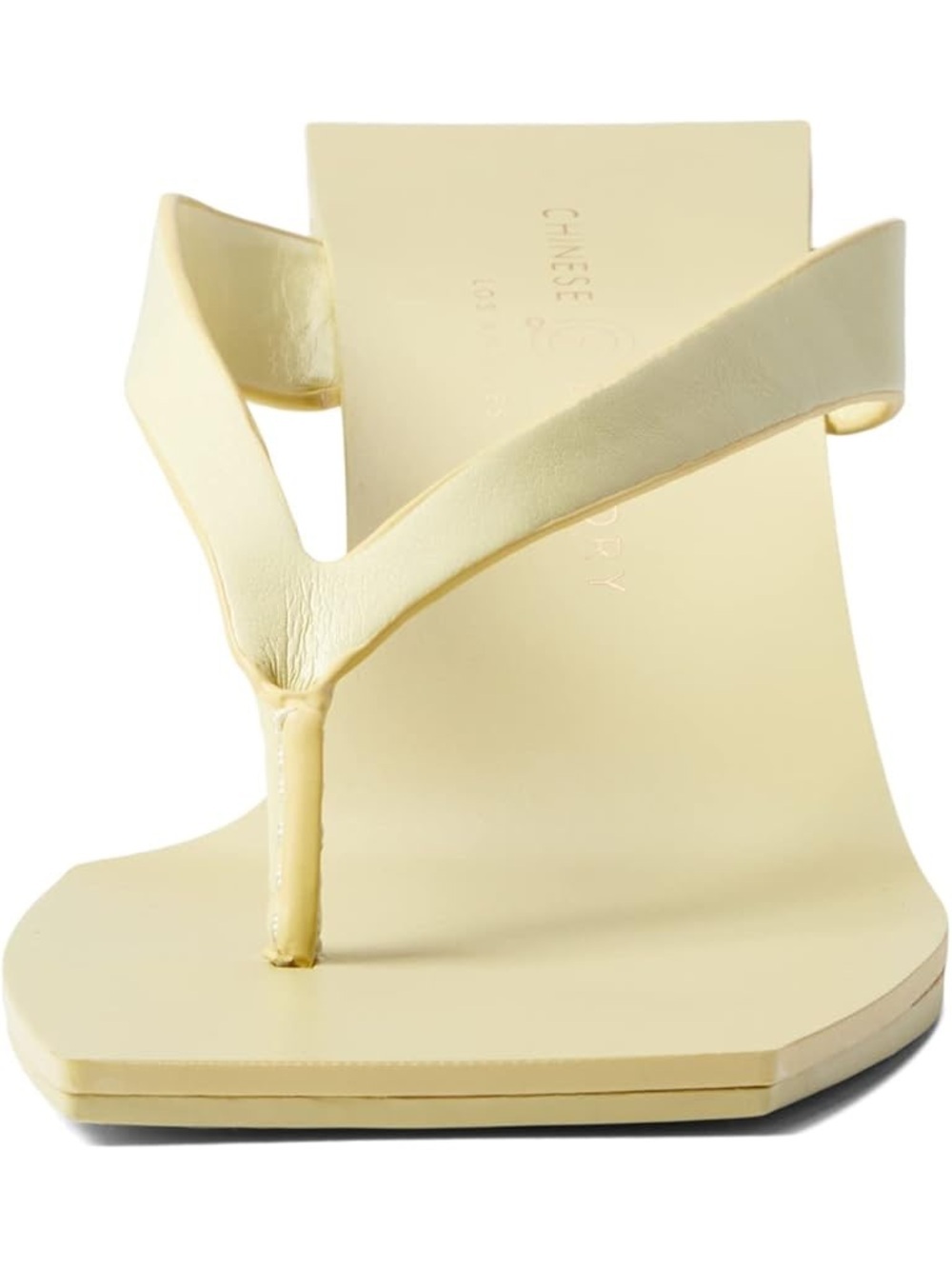 Chinese Laundry Pale Yellow Square Toe Block Heel Thong Sandals - Picture 2 of 4